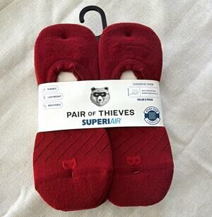 Pair of Thieves SuperiAir Men No-Show Sneaker Socks 6 Pairs Red One Size